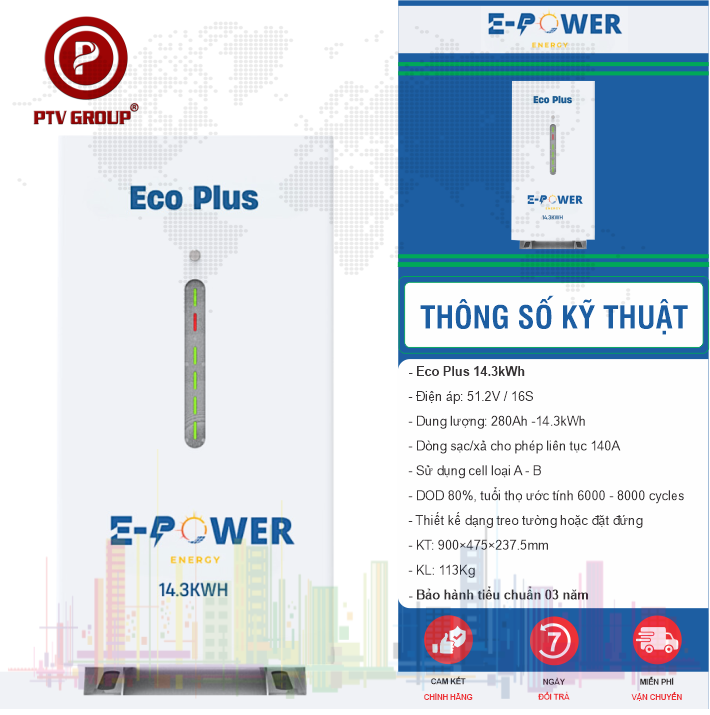 Pin Eco Plus 51.2V280Ah 14.3Kwh
