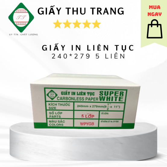 Giấy in liên tục 5 liên Super White 240x279