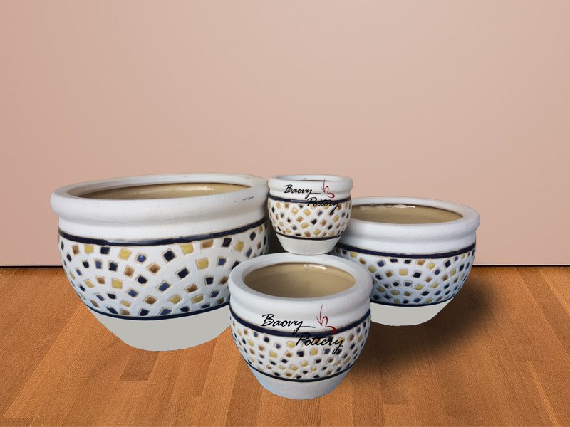 Chậu gốm hiện đại - tráng men