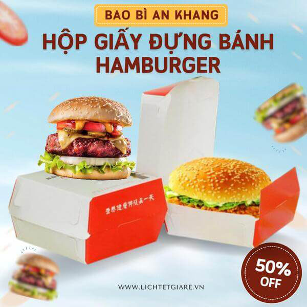 In hộp giấy đựng bánh Hamburger