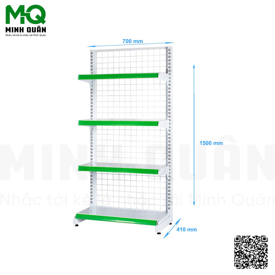Kệ đơn lưng lưới 4 tầng 700x1500 mm