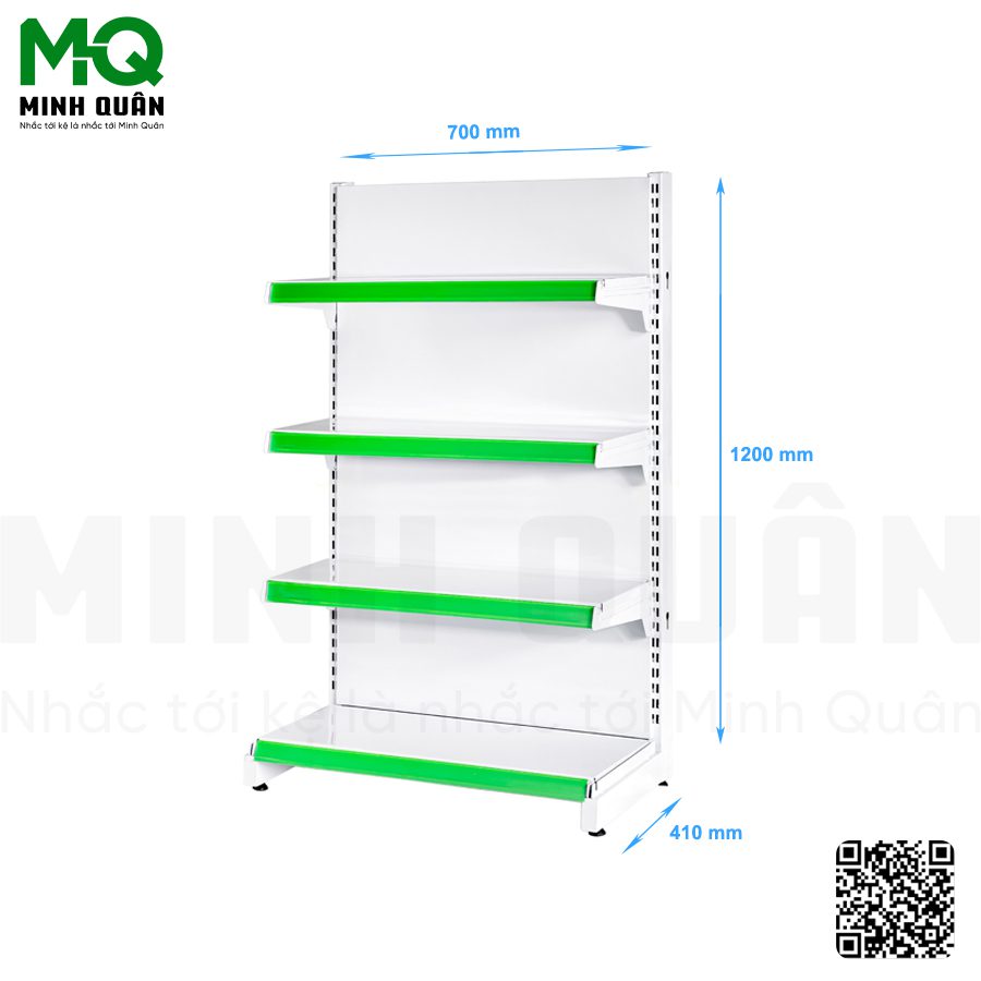 Kệ đơn lưng tôn kín 4 tầng 700x1200 mm