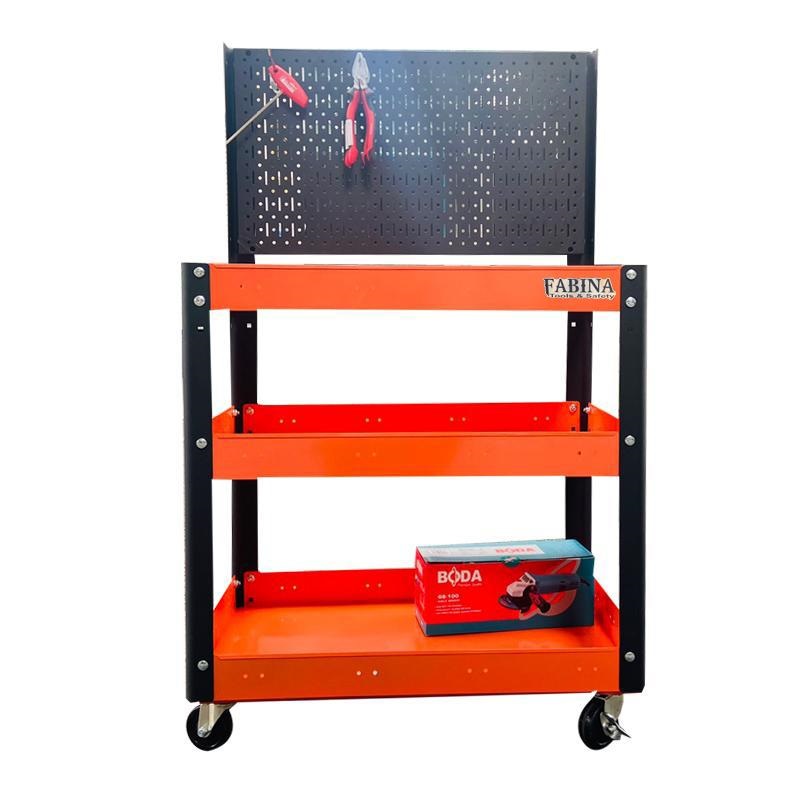 Kệ thép di động vách lưới 72cm màu cam