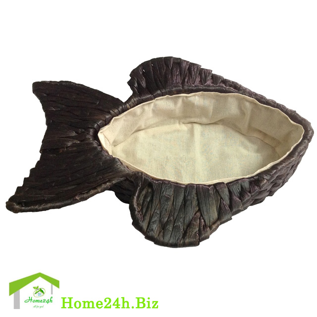 Khay lục bình đan hình cá lót vải Linen