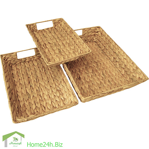 Bộ khay lục bình có tay cầm bằng tre