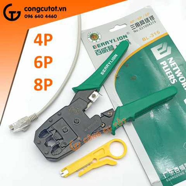 Kìm bấm dây điện thoại dây mạng 4P,6P,8P Berrylion