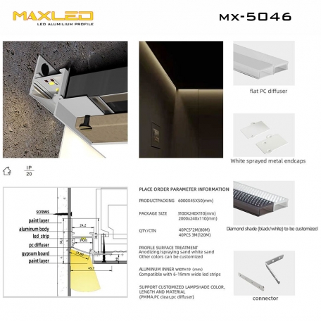 Led thanh nhôm trần MX-45046