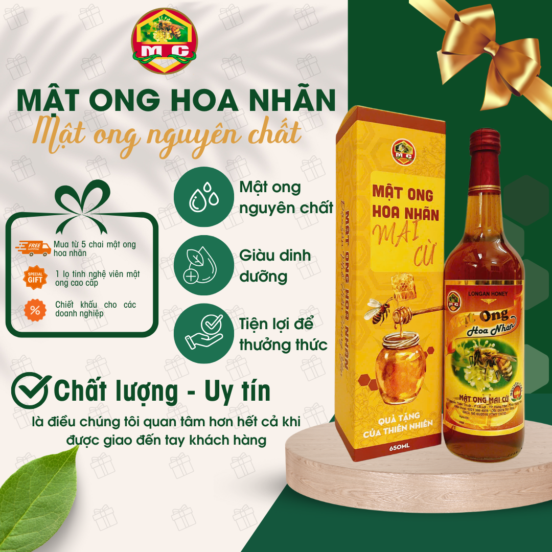 Mật ong hoa nhãn Hưng Yên - 650ml