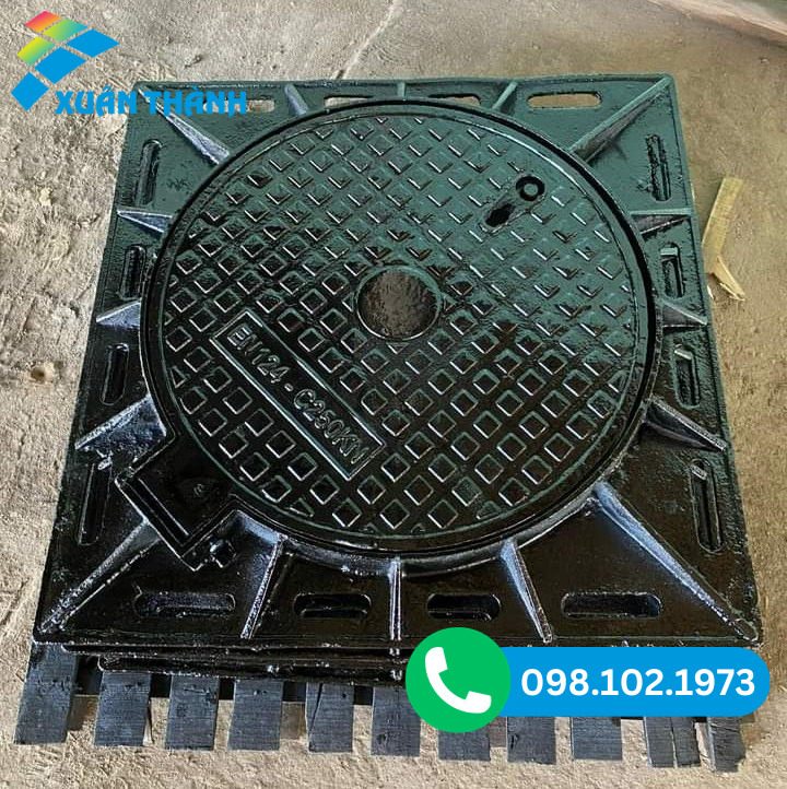 Nắp hố ga khung âm nắp tròn bằng gang