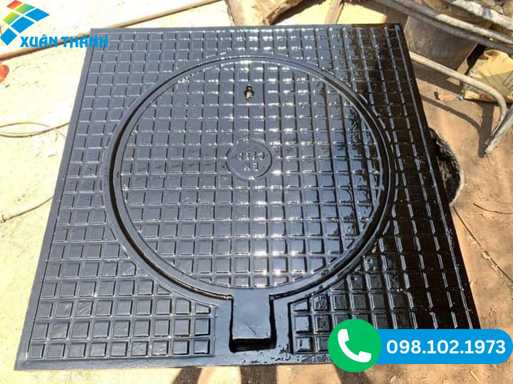 Nắp hố ga khung dương có bản lề bằng gang