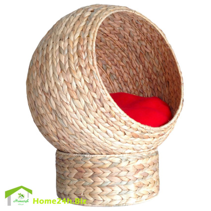 Nhà thú cưng lục bình kèm gối đỏ