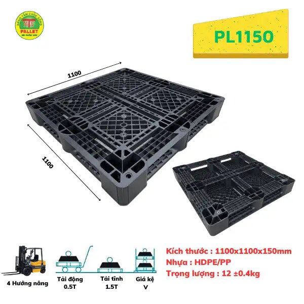 Pallet nhựa 1100x1100x150mm đen
