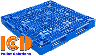 Pallet nhựa kê kho lạnh ICD PL15-2 1100x1100x125mm màu xanh