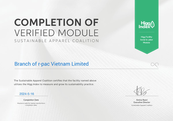 Chứng nhận HIGG FSLM