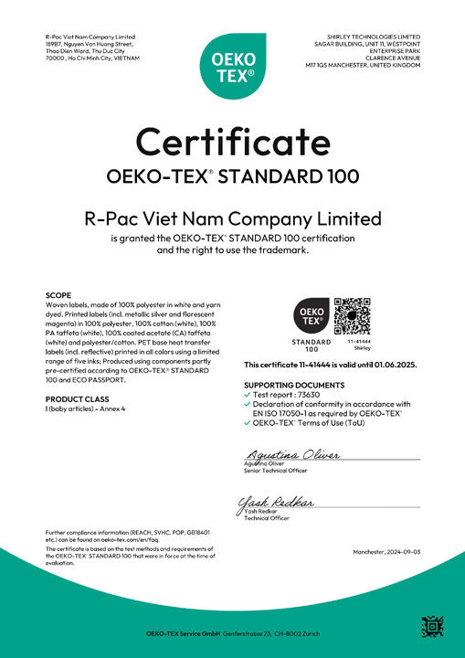 Chứng nhận Oeko Tex