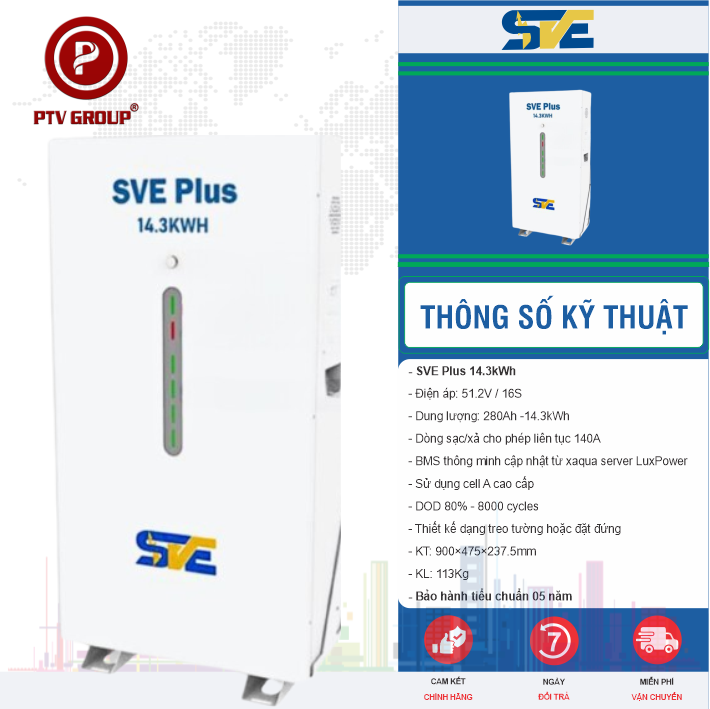 Pin SVE Plus 51.2V280AH 14.3Kwh