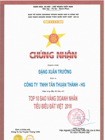 Top 10 Sao vàng doanh nhân tiêu biểu đất Việt 2018
