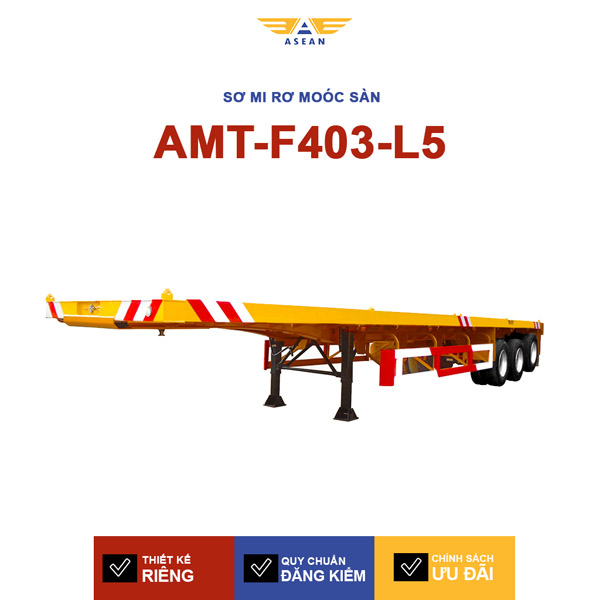 Sơ mi ro moóc sàn 40 feet 3 trục, nâng hạ trục 4 - AMT-F403-L5