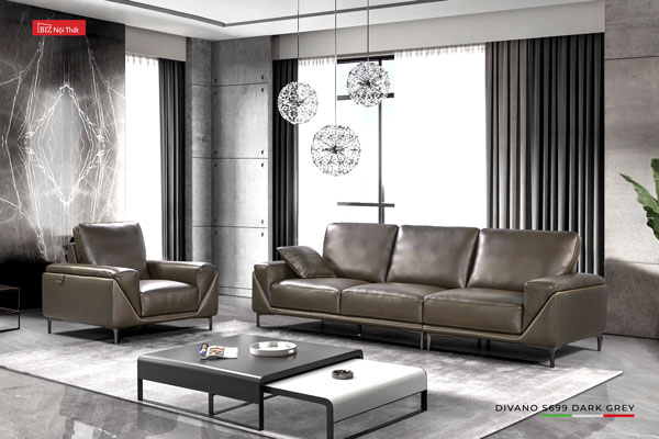 Sofa văng chất liệu da bò ý nhập khẩu Divano S-699