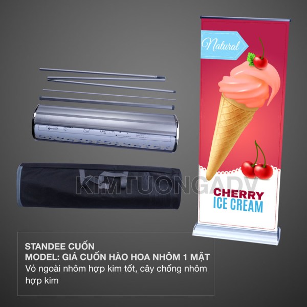 Standee cuốn hào hoa nhôm 1 mặt