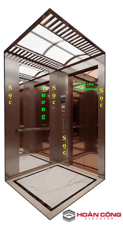 Thang máy sọc gương xen kẽ