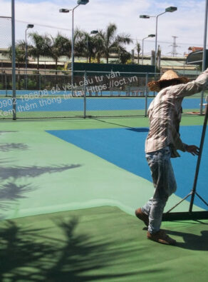Thi công sơn sân tenis ngoài chơi