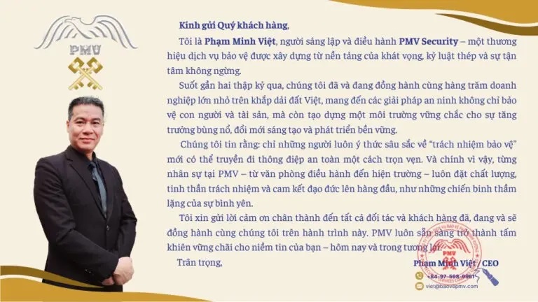 Thư ngỏ từ giám đốc PMV Security