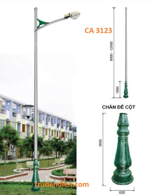 Trụ đèn cao áp đế gang