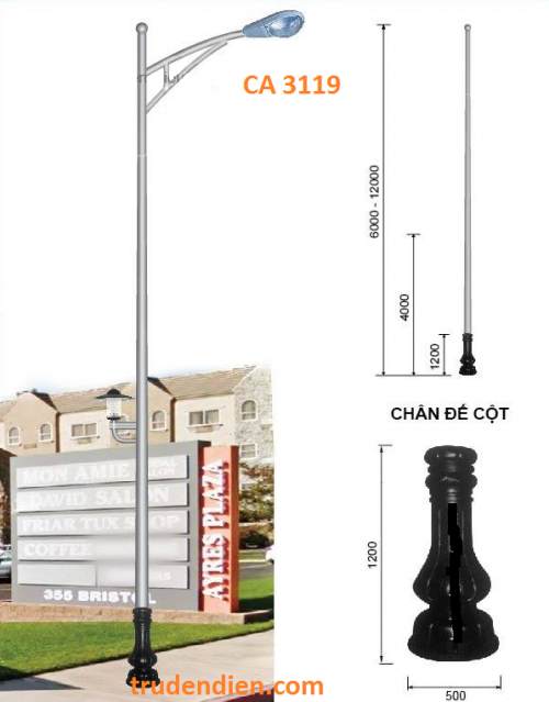 Trụ đèn cao áp đế gang
