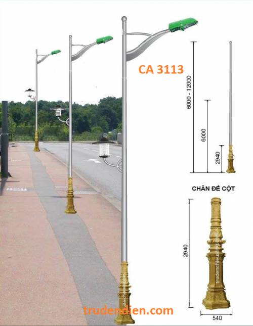 Trụ đèn cao áp đế gang