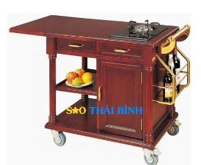 Xe đẩy bàn bếp gỗ