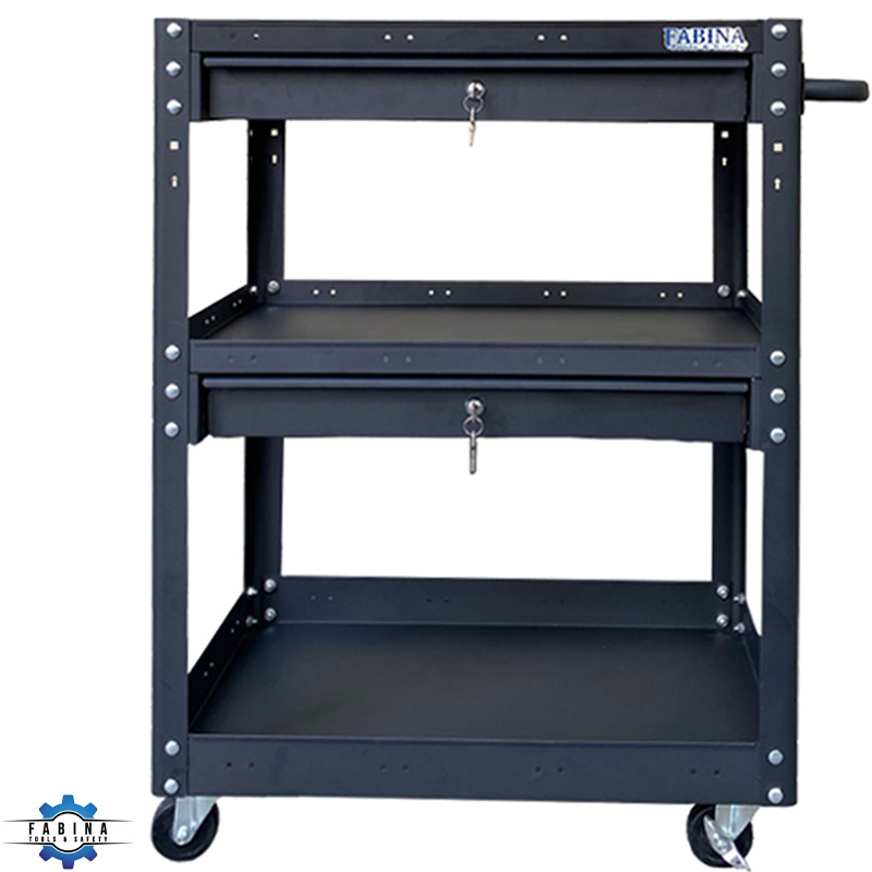 Xe đẩy cao 980mm màu đen 2 hộc kéo