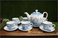 Ấm chén Bát Tràng vẽ hoa lan