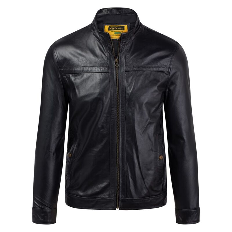Áo da Racer Jacket có đường line trước ngực