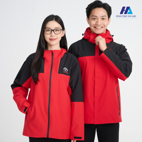 Áo khoác đồng phục công ty màu đỏ phối đen