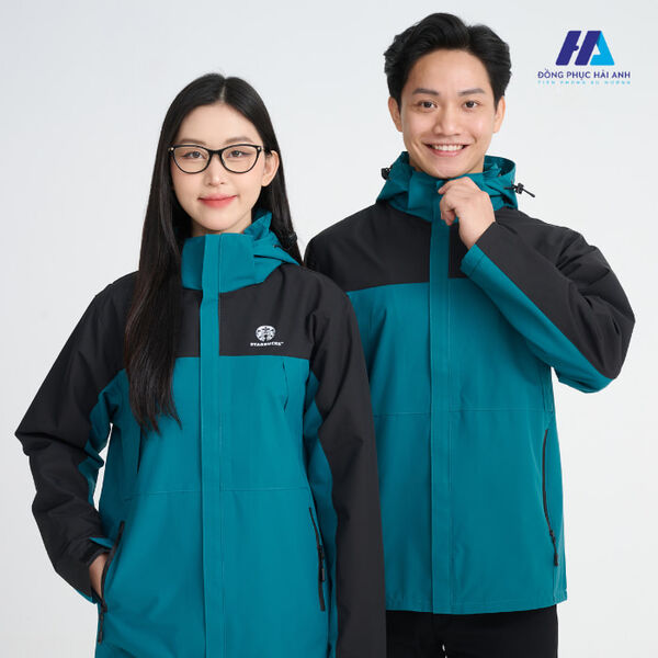 Áo khoác đồng phục công ty màu lý đậm phối đen