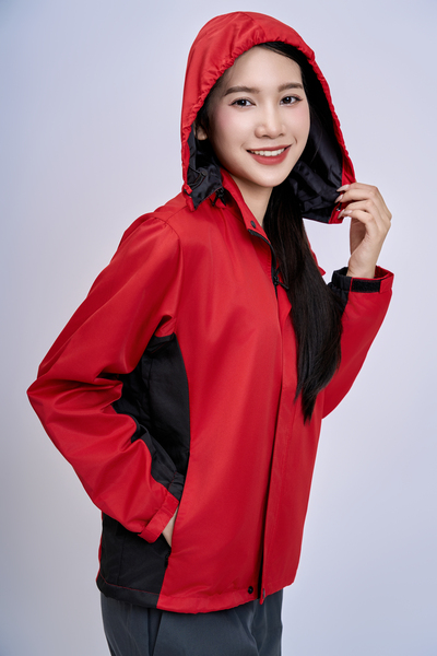 Áo khoác gió đỏ đen