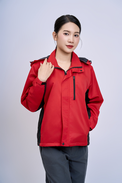 Áo khoác gió đỏ đen