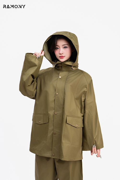 Áo mưa bộ màu cỏ úa
