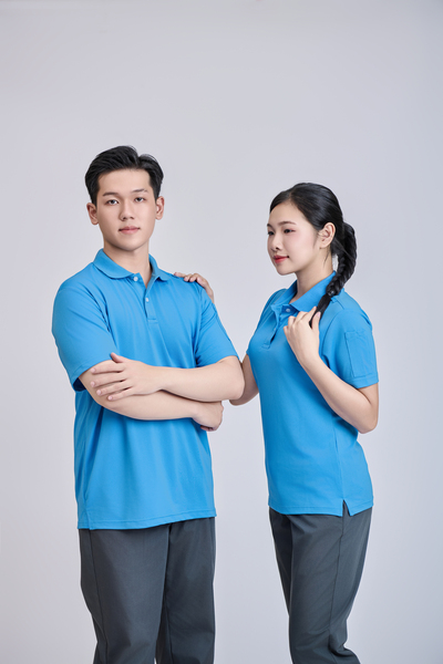 Áo polo unisex màu xanh da trời