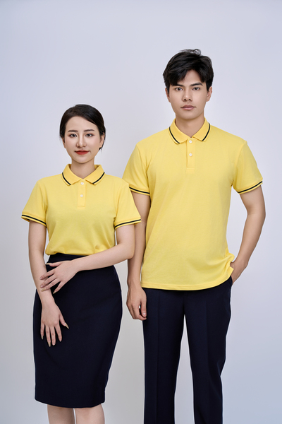 Áo polo vàng viền đen