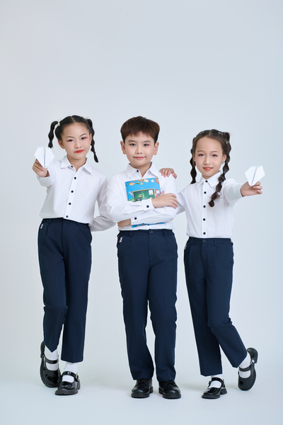 Áo somi dài tay cúc xanh than học sinh cấp 1