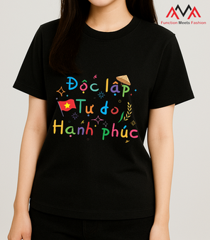 Áo thun unisex màu đen