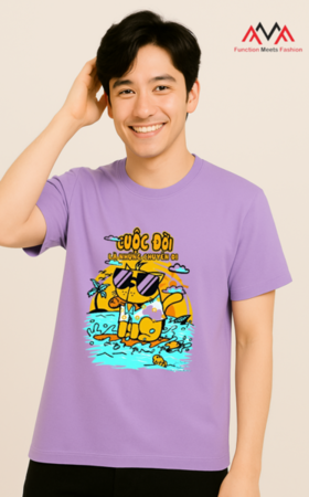 Áo thun unisex màu tím nhạt
