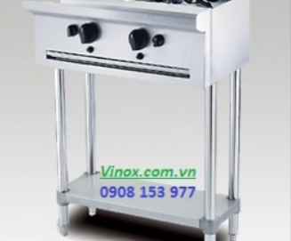 Bếp Âu inox 2 họng có kệ dưới