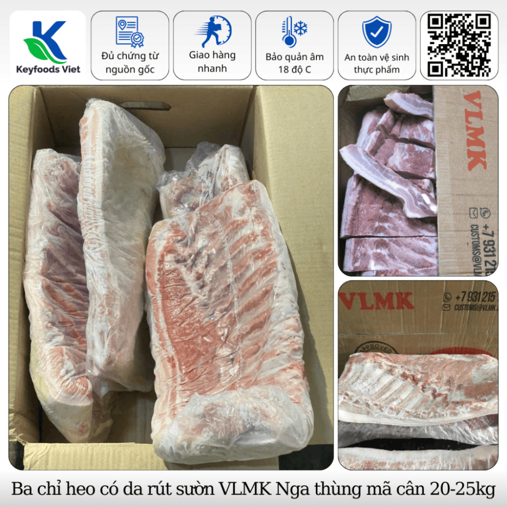 Ba chỉ heo có da rút sườn VLMK