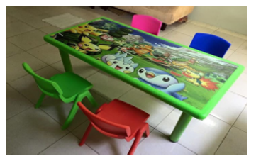 Bàn chữ nhật hoạt hình 6 chỗ (không ghế)