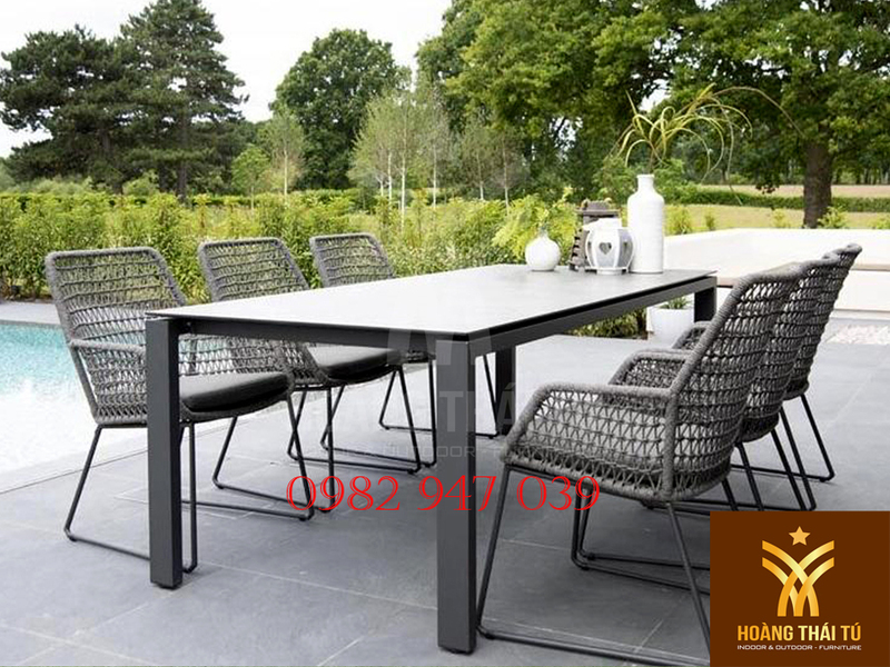 Bàn ghế nhựa giả mây ngoài trời W11