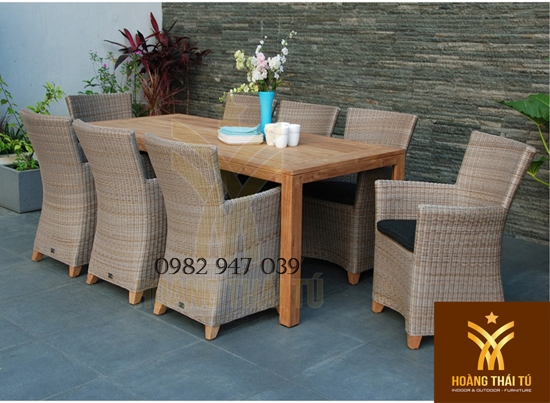 Bàn ghế nhựa giả mây ngoài trời W24