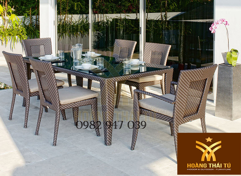 Bàn ghế nhựa giả mây ngoài trời W64